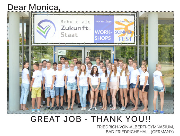 Students saying Thank You Monica