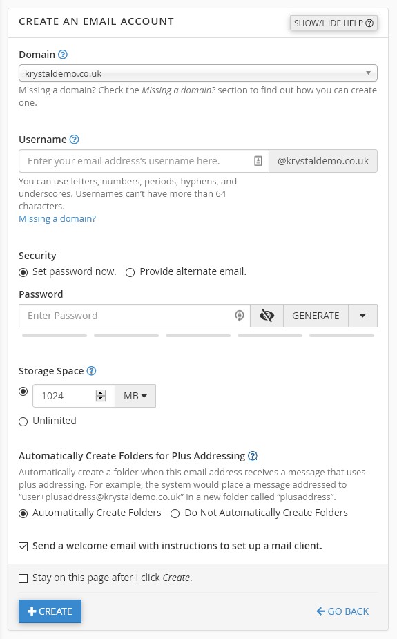 email account details