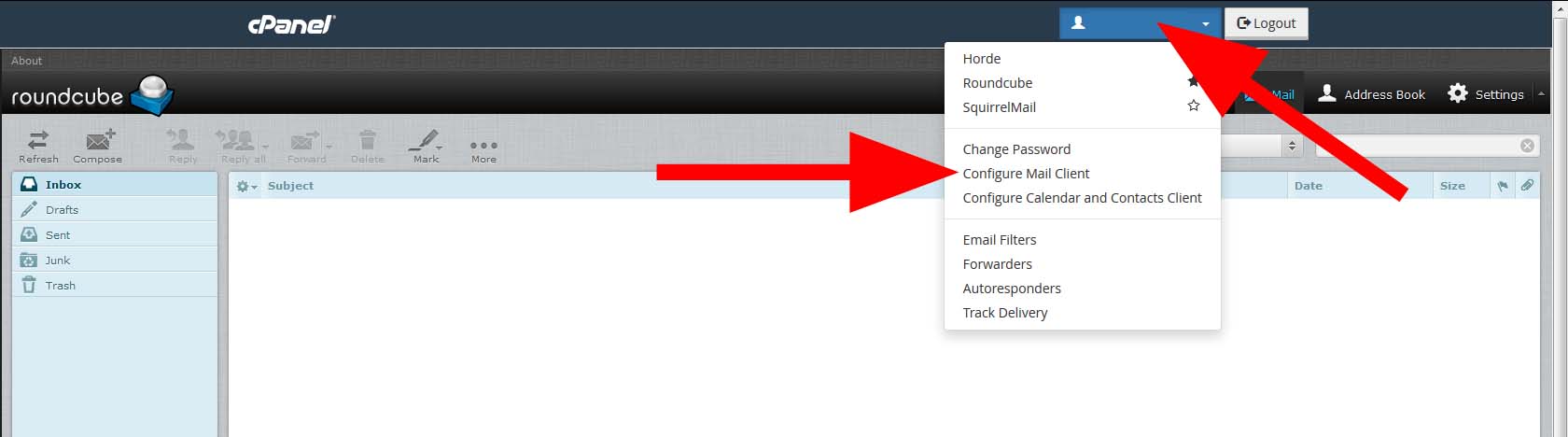 Inbox preferences menu button