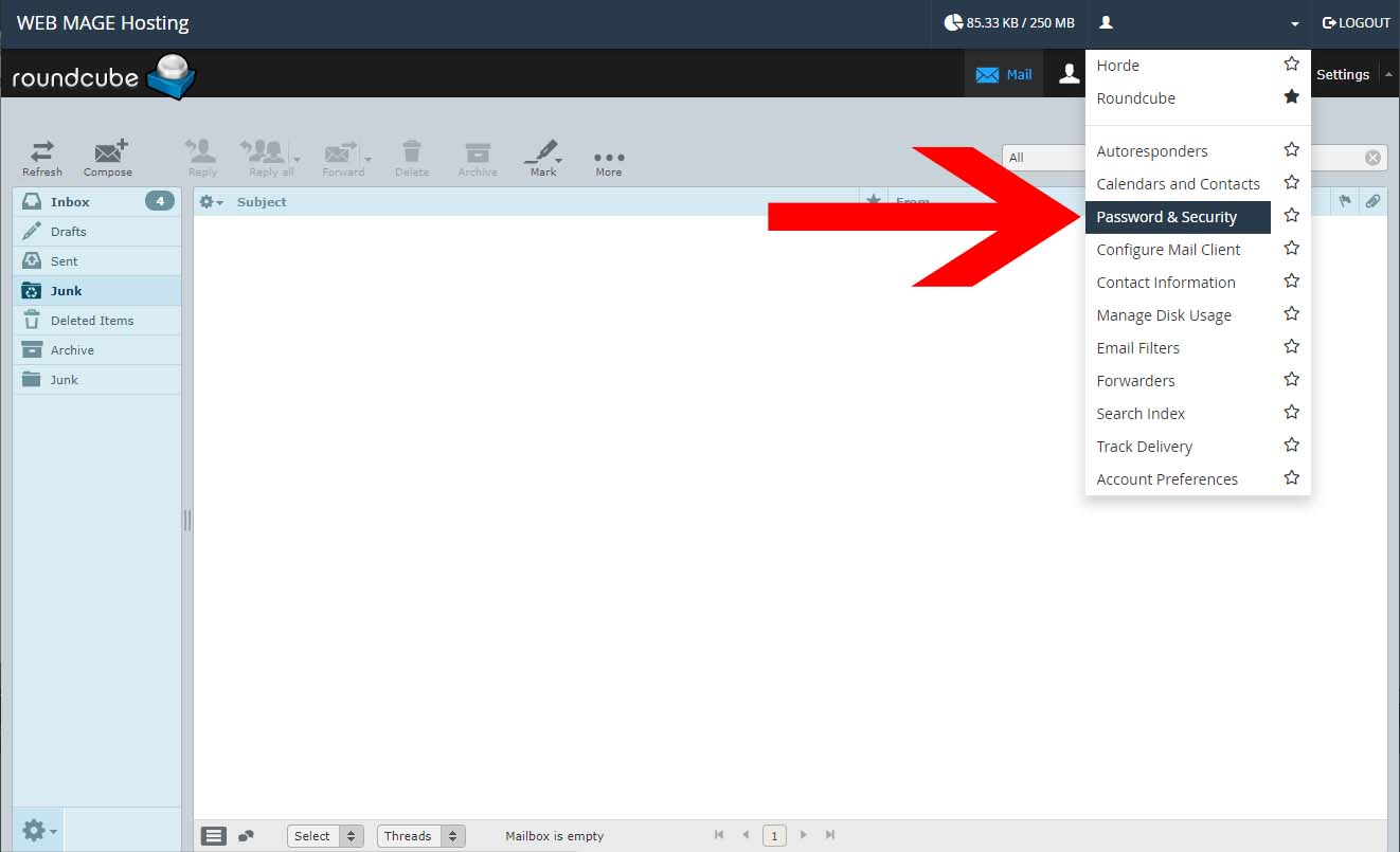 Inbox preferences menu button